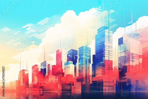 Fototapeta Naklejka Na Ścianę i Meble -  Modern city skyscrapers with unique architectural design and advanced technology focusing on real estate and infrastructure development