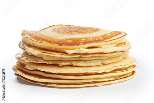 Plain pancake on white background