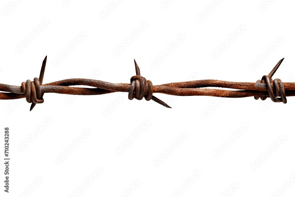 Rusty barbed wire isolated on white background