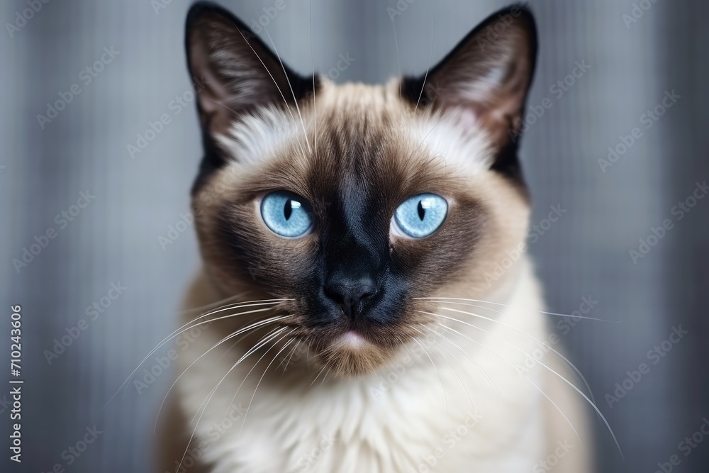 Fototapeta premium Siamese cat with lovely blue eyes receives good medical attention
