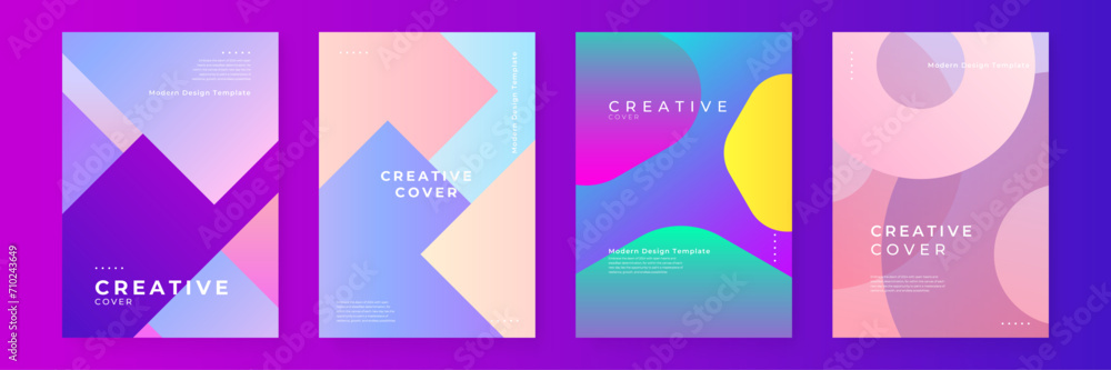 Fototapeta premium Colorful colourful vector flat creative design abstract shapes covers. Minimal brochure layout and modern geometric report business flyers poster template.