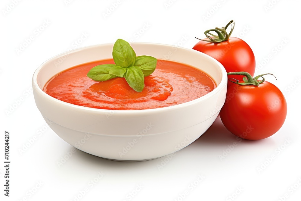 Tomato soup bowl on white background Tomato soup bowl on white background