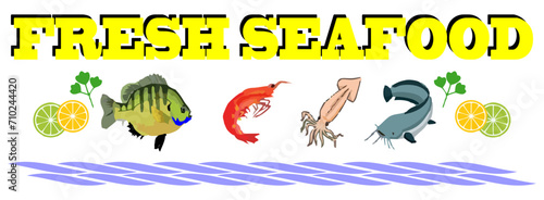 Banner of a roadside street stall selling seafood