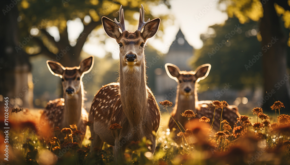 Cute young deer grazing in the meadow generated by AI Cute young deer grazing in the meadow generated by AI
