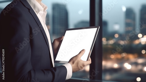 businessman using digital tablet blank screen display