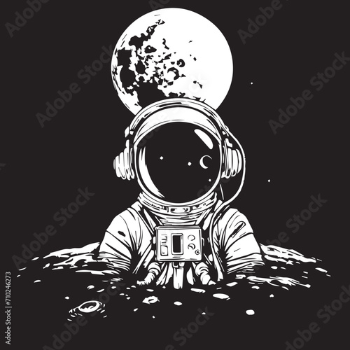 Celestial Sojourn - Astronaut Floating Above the Moon