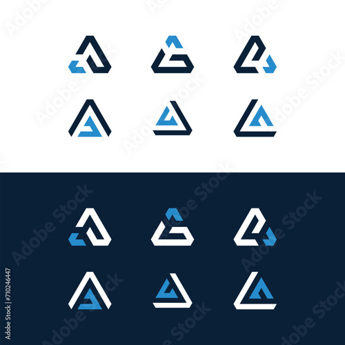 Letter a triangle geometric logo design