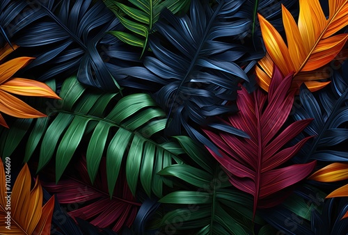 3d seamless tropical palm leaves background