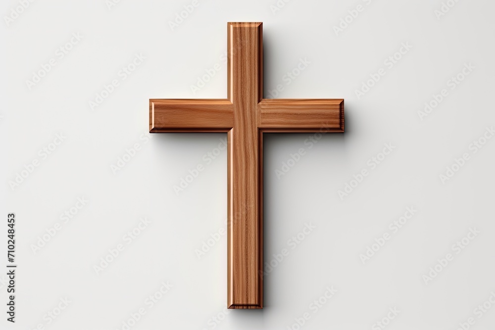 White background with wooden cross
