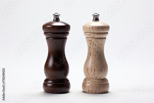 White background with salt and pepper grinder