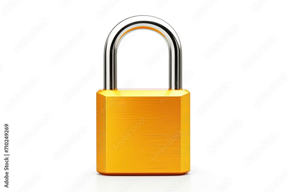 Yellow padlock on white background with clipping path Yellow padlock on white background with clipping path