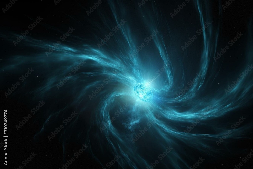 Luminous celestial gas surrounding the pulsar. Generative AI