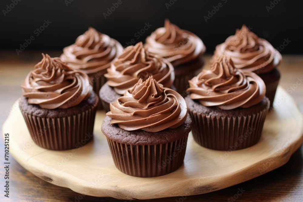 Dark chocolate ganashe frosting on chocolate cupcakes Dark chocolate ganashe frosting on chocolate cupcakes
