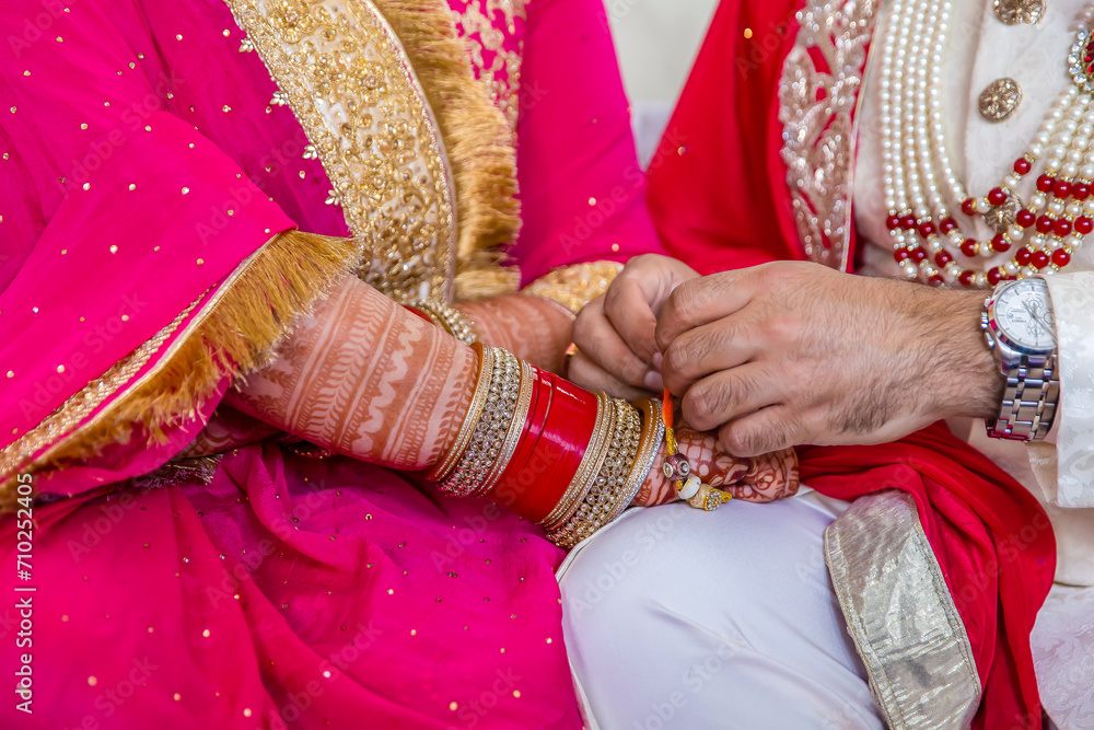 Indian Punjabi pre wedding Choora Chura ceremony bangles close up