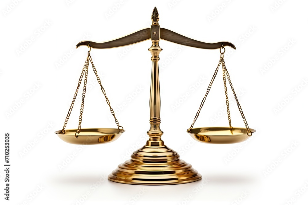 Gold justice scales isolated on white with clipping path Gold justice scales isolated on white with clipping path