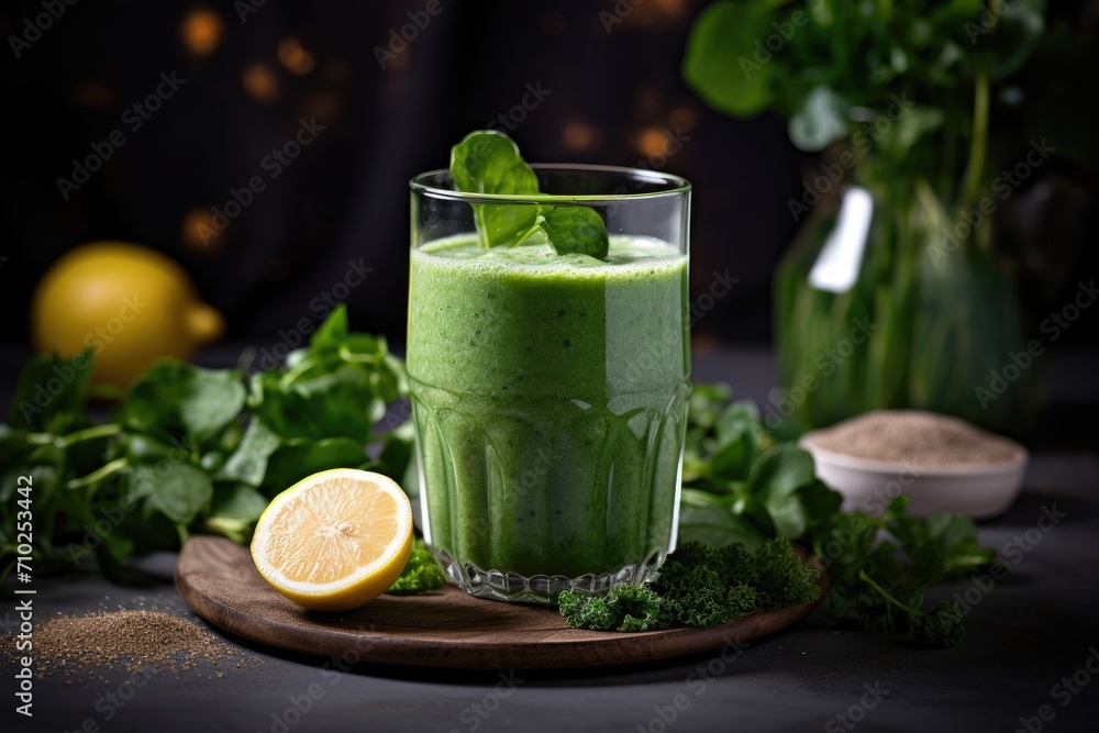 Fototapeta premium Green smoothie in a glass