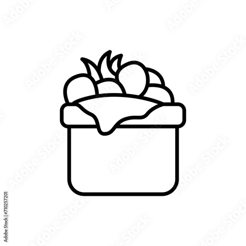 Food basket outline icons, minimalist vector illustration ,simple transparent graphic element .Isolated on white background