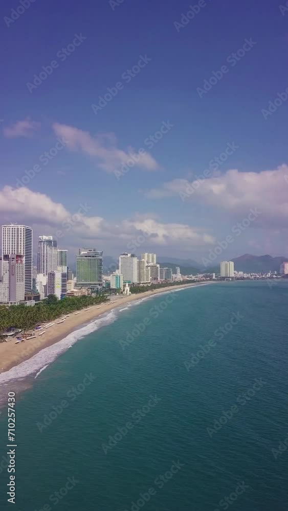 view of Sunny Beach and city skyscrapers view of Sunny Beach and city skyscrapers