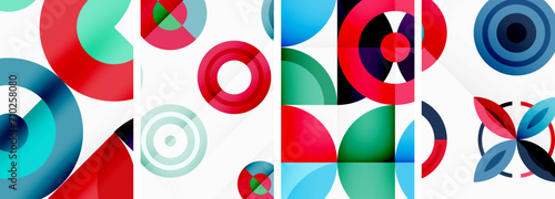 Circles and rings geometric backgrounds. Posters for wallpaper, business card, cover, poster, banner, brochure, header, website