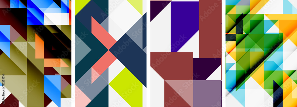 Set of colorful triangle poster cover template backgrounds. Vector illustration For Wallpaper, Banner, Background, Card, Book Illustration, landing page Set of colorful triangle poster cover template backgrounds. Vector illustration For Wallpaper, Banner, Background, Card, Book Illustration, landing page