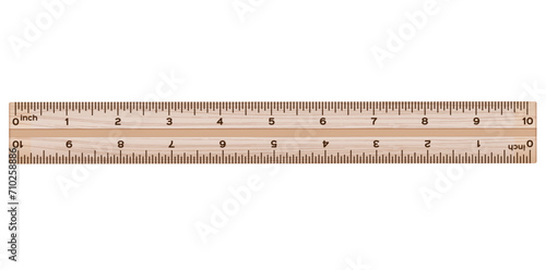 Realistic Horizontal Ruler Icon Isolated On White Background, Measuring Scale Vector Illustration. photo