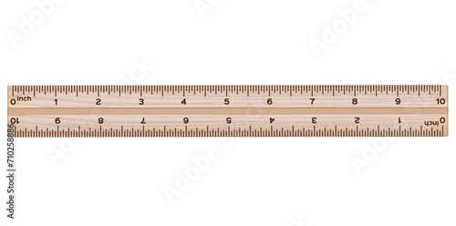 Realistic Horizontal Ruler Icon Isolated On White Background, Measuring Scale Vector Illustration.