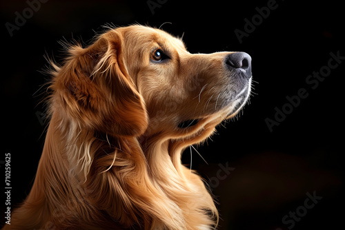 Golden Retriever Dog Wallpaper Art in studio lighting black background