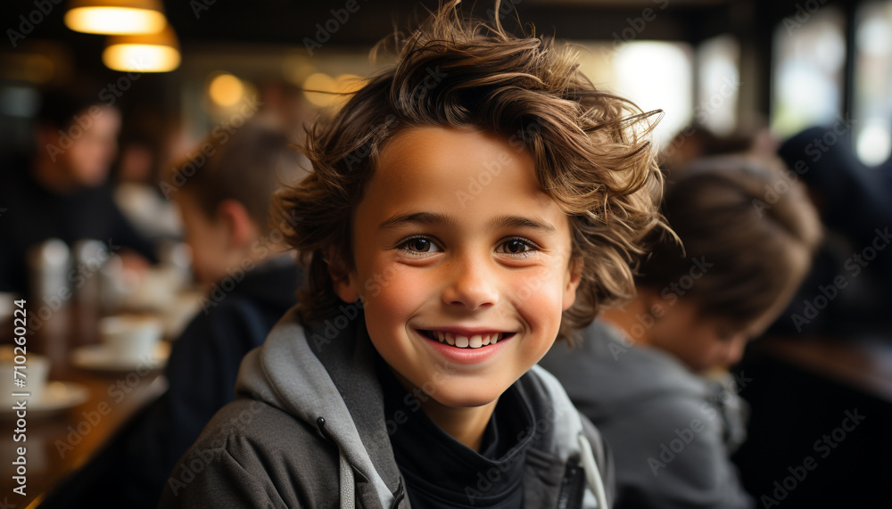 Smiling child, happiness, cheerful, looking at camera generated by AI Smiling child, happiness, cheerful, looking at camera generated by AI