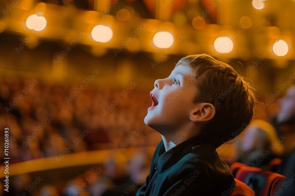 A Little Boy Experiencing the Delight of a Live Theater Performance A Little Boy Experiencing the Delight of a Live Theater Performance