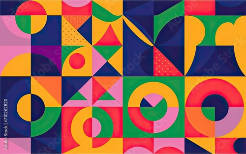 Vibrant colors with abstract geometric shapes with Generative AI.