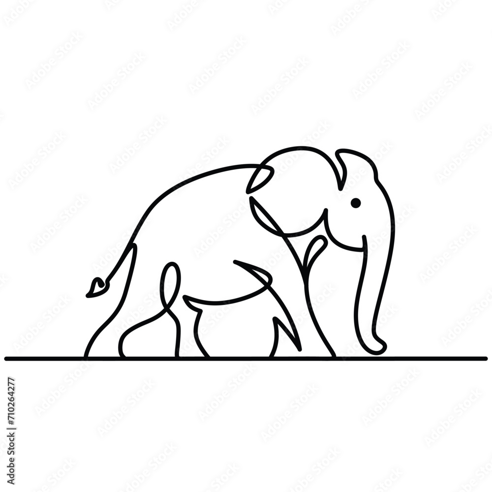 Elephant in continuous one line art drawing. African or indian animal wildlife. Vector illustration isolated. Minimalist design handdrawn. Elephant in continuous one line art drawing. African or indian animal wildlife. Vector illustration isolated. Minimalist design handdrawn.