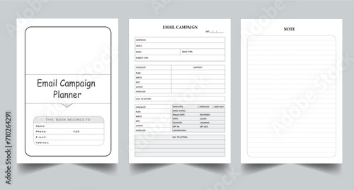 Editable Email Campaign Planner Kdp Interior printable template Design.