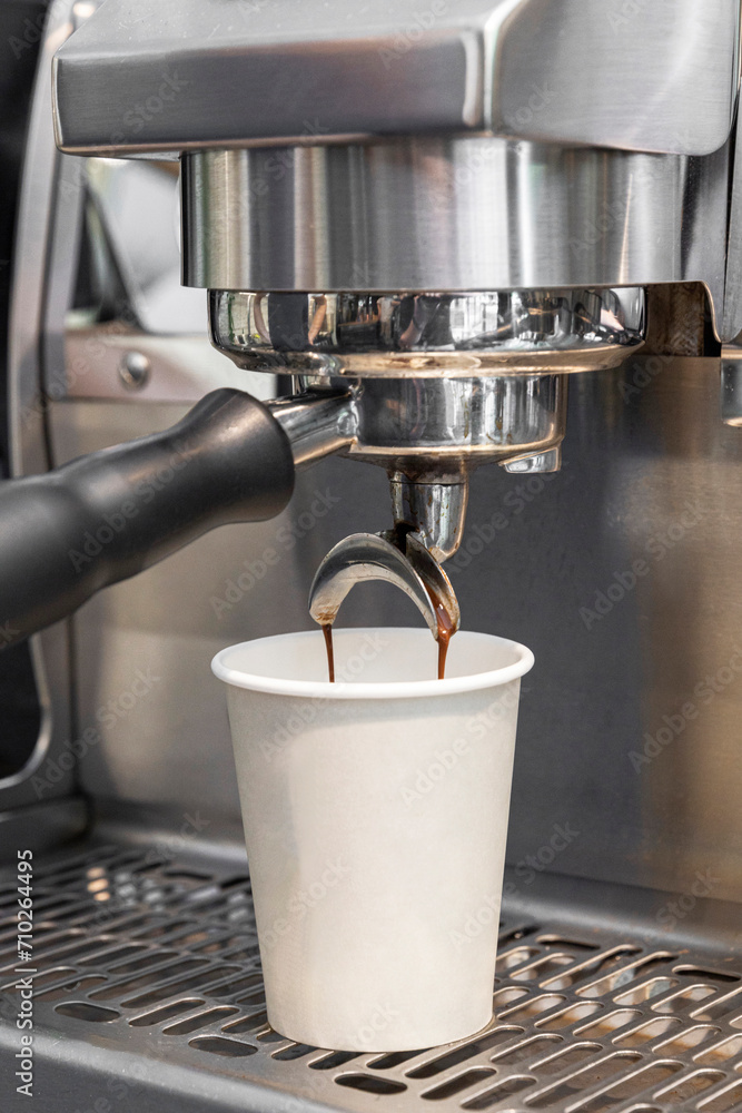 Professional Coffee-Making Machine Pouring Take-Out Drink Professional Coffee-Making Machine Pouring Take-Out Drink
