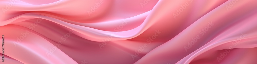 A pink silk fabric with waves. Wide banner. Generative AI. A pink silk fabric with waves. Wide banner. Generative AI.
