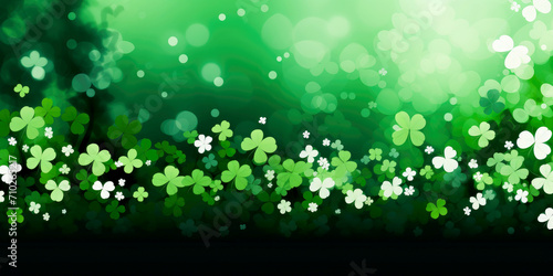 Green background with shamrocks , symbolizing Saint Patrick's Day. Generative AI