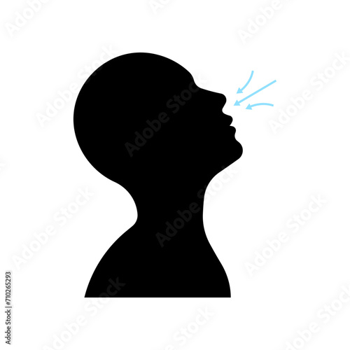 silhouette of human head breathing vector isolated on white background.