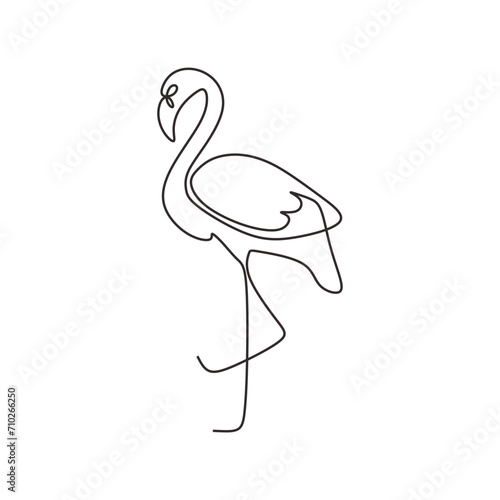 Flamingo bird in continuous one line art drawing. Vector illustration isolated. Minimalist design handdrawn.