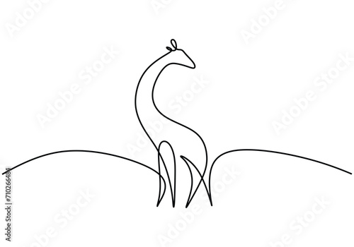 Giraffe in continuous one line art drawing. Wild animal zoo concept. Vector illustration isolated. Minimalist design handdrawn.