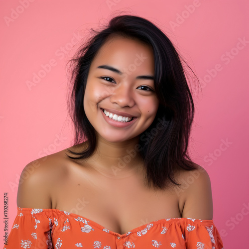 Portrait of a beautiful Austronesian young woman photo