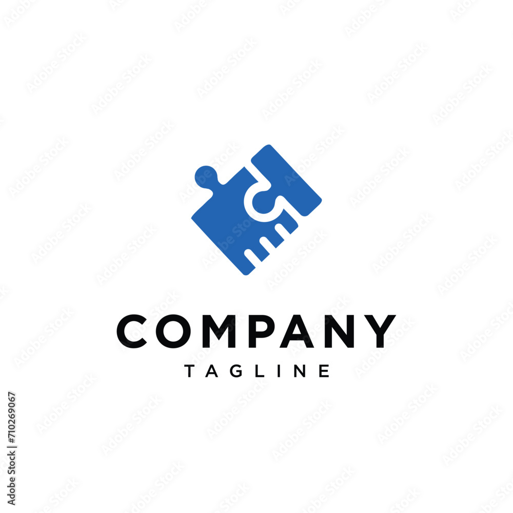 Obraz premium Puzzle hand shake logo icon vector template.eps