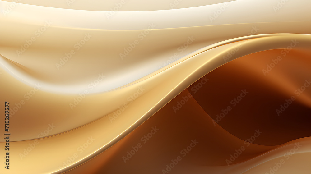 Fototapeta premium A seamless abstract golden texture background featuring elegant swirling curves in a wave pattern, set against a luxurious gold fabric material background.