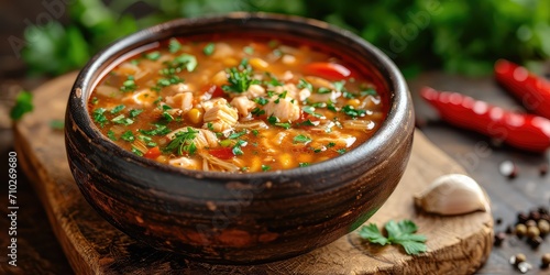 Latin Tripe Soup Elegance - Hearty Culinary Tapestry--Tripe, Spices, and Memories - Whispered Secret from the Heart of Buenos Aires - Soft, Warm Lighting Creating an Intimate Atmosphere