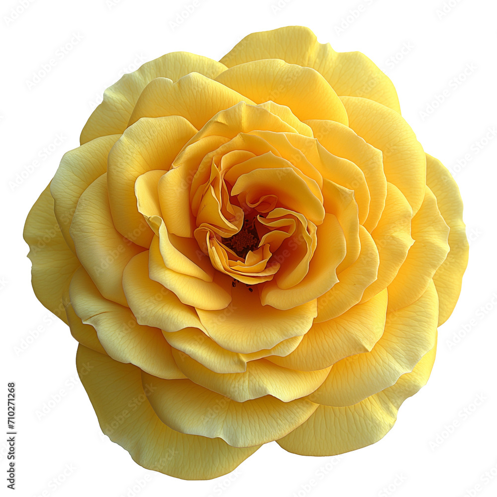 A vibrant yellow rose isolated on a transparent background, perfect for Valentine's Day designs and romantic decorations.