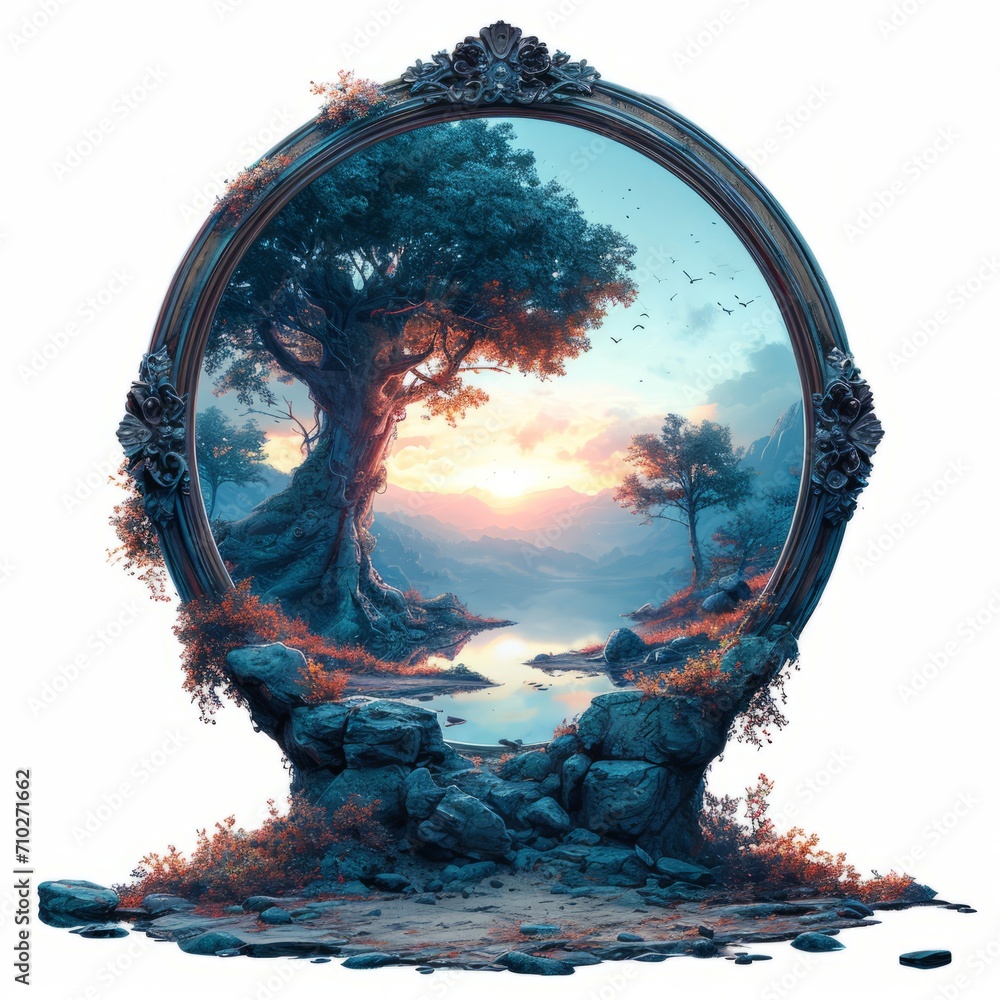 Painting of a Tree in a Frame, Nature Captured in Art