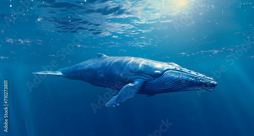 A blue whale under the ocean © ginstudio