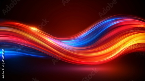 Vibrant Abstract Light Wave on Dark Background with Red and Blue Tones