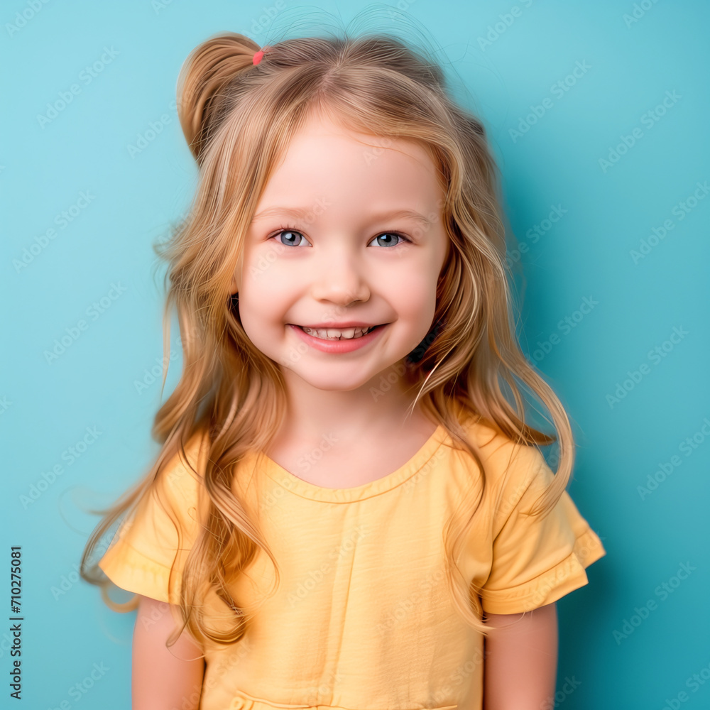 Portrait of a smiling little girl isolated on a color background Portrait of a smiling little girl isolated on a color background