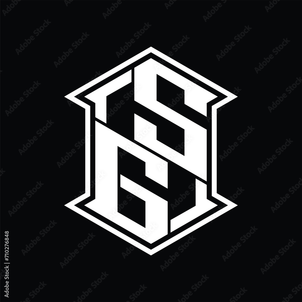 SG Logo monogram hexagon shield shape up and down with sharp corner isolated style design SG Logo monogram hexagon shield shape up and down with sharp corner isolated style design