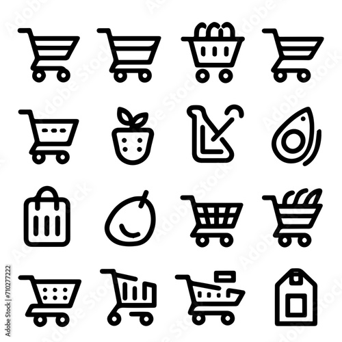 shopping cart icons set