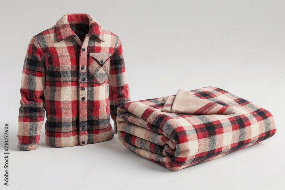 plaid flannel shirt with a red-black-white color scheme plaid flannel shirt with a red-black-white color scheme